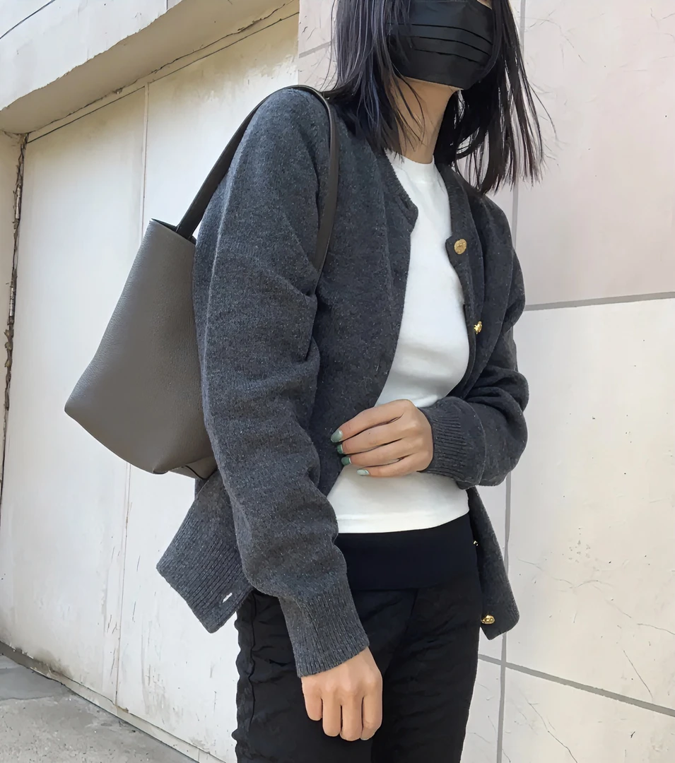 【迷雾巴黎】G-羊绒羊毛开衫百搭简短款休闲纯色圆领打底长袖气质