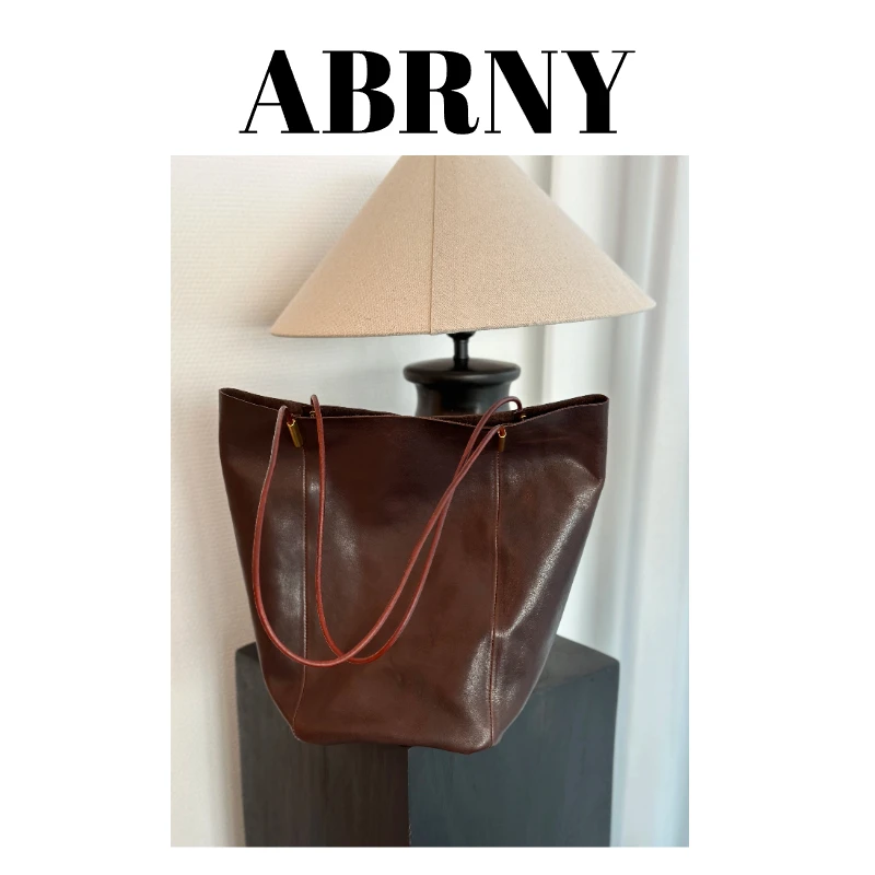 ABRNY【水桶包】真皮休闲大容量百搭欧美简约时尚小众通勤