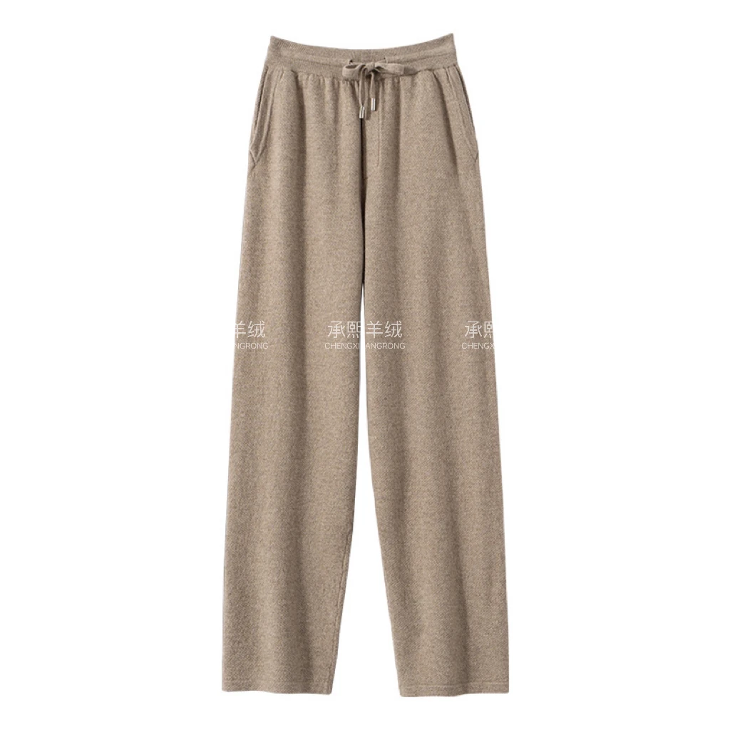 承熙100%山羊绒男士羊绒裤子时尚百搭松紧腰休闲裤500克左右