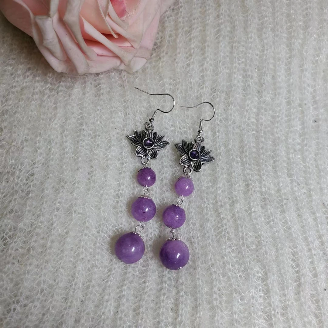 非金属耳饰 G46时尚原创设计紫耳坠