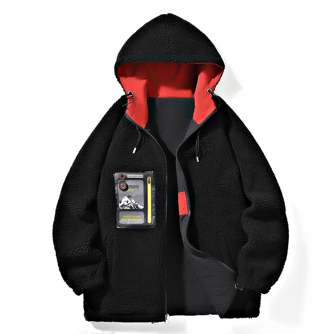 双面穿大码款棉衣肥佬羊羔毛绒两面穿加绒加厚跨境棉服外套男