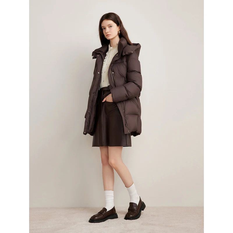 Goodland美地2024冬季新款连帽时尚保暖白鸭绒羽绒服LC34508010