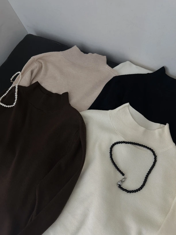 2024秋冬新款半高领针织打底显瘦亲肤软糯