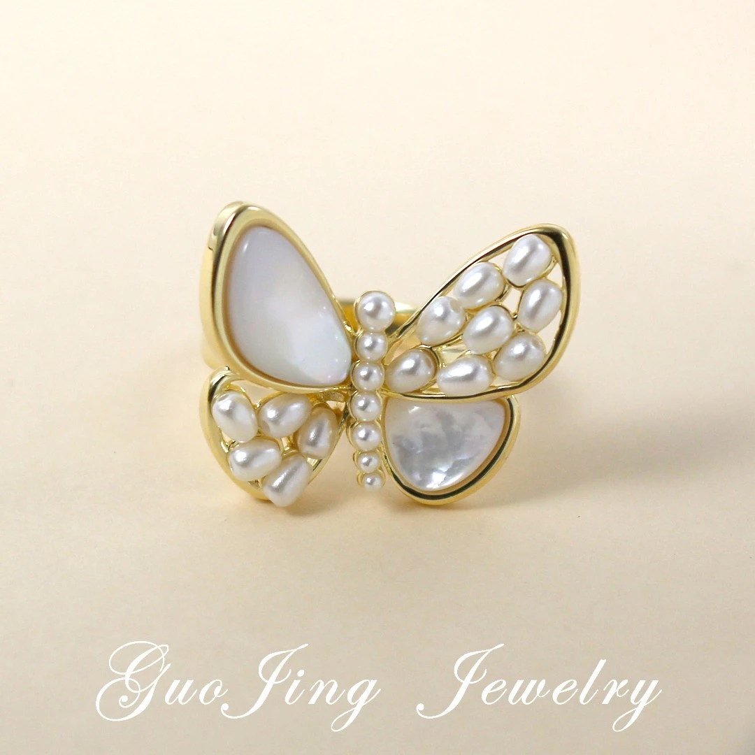 铜合金合成锆石戒指 【Hellen姐姐】破茧成蝶精致蝴蝶戒指轻奢时尚