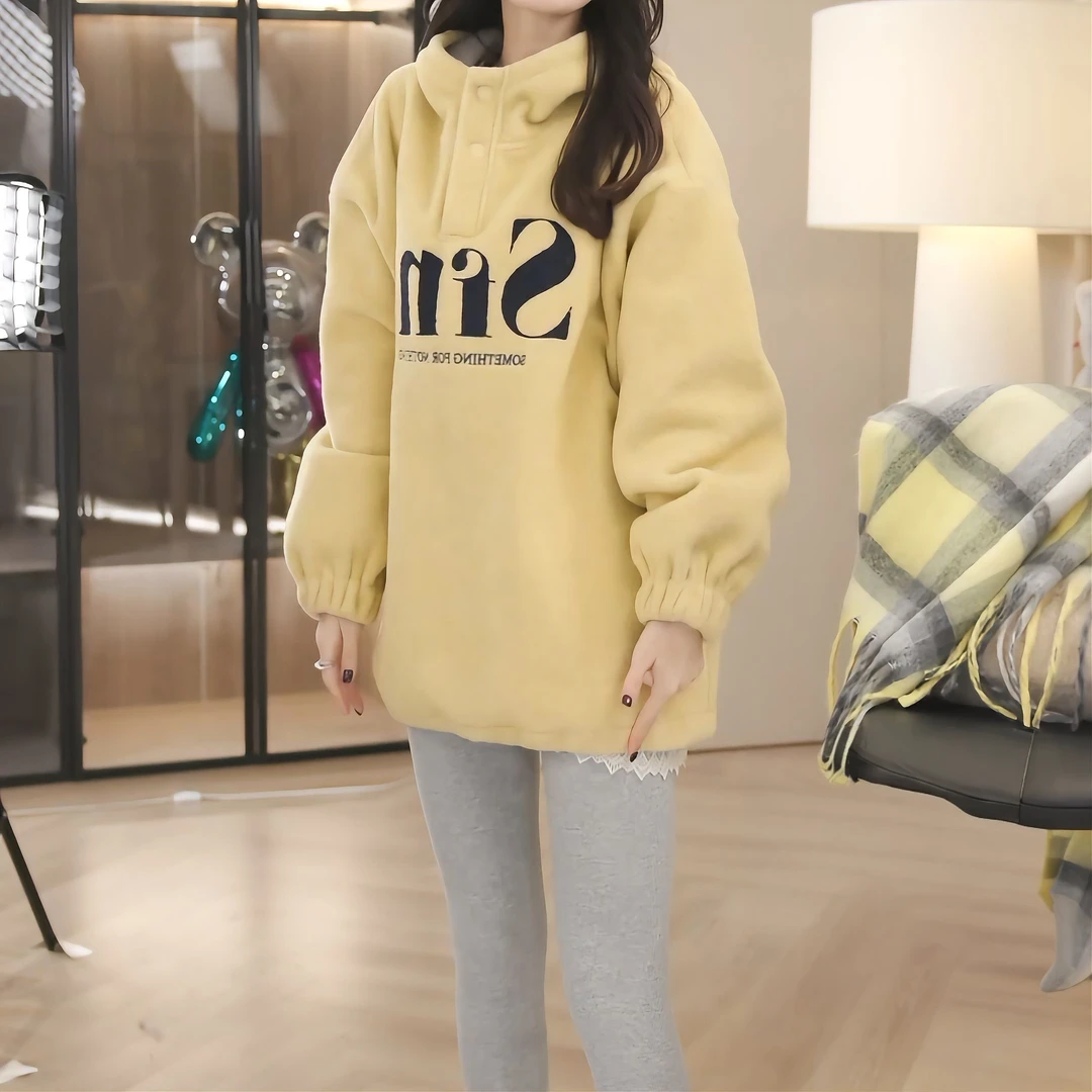 【街区艺术】冬季新款时尚休闲宽松卫衣加绒上衣LK2500777