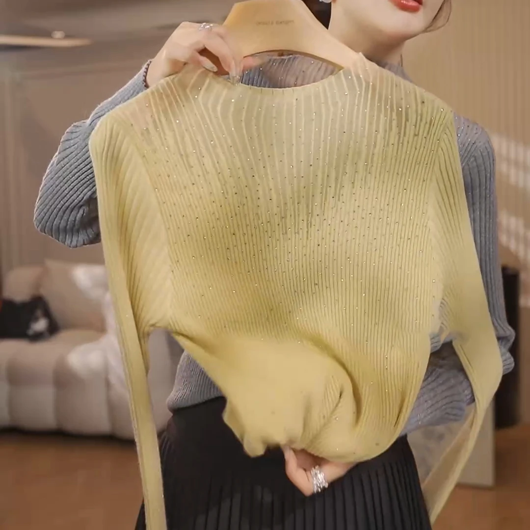 秋冬新款拼接新款百搭上衣长袖针织衫半高领打底衫LK2500749