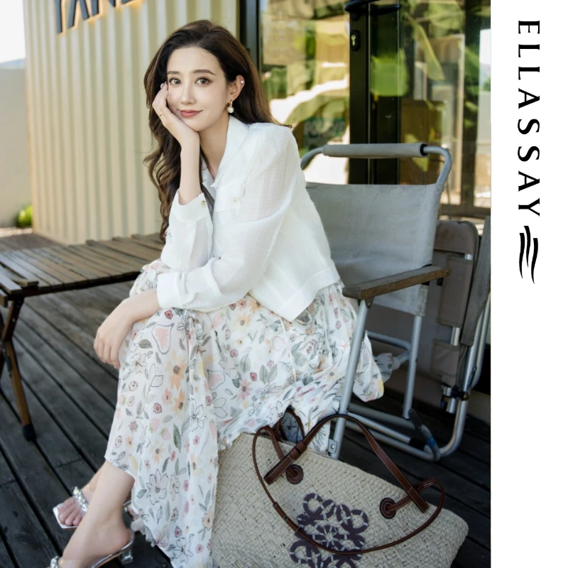 【仙女裙】ELLASSAY歌力思夏新百桑蚕丝吊带连衣裙女EWW352Y07700
