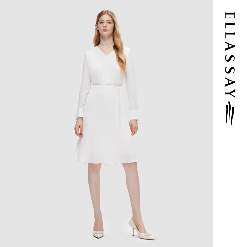 【压褶系列】ELLASSAY/歌力思新款显瘦气质连衣裙女EWU353Y01200