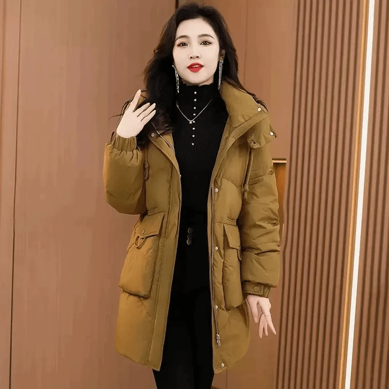 2025新款冬季棉袄外套美拉德羽绒棉服女中长款宽松加厚棉衣时尚