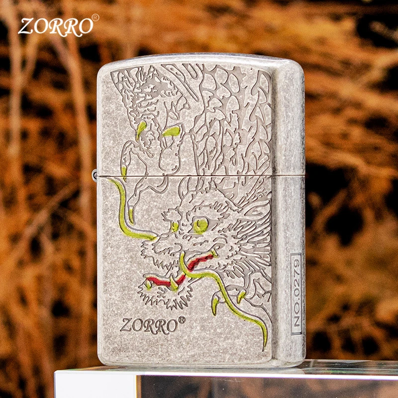 原装佐罗ZORRO龙年新款古银神龙打火机创意个性点漆常规机礼品男
