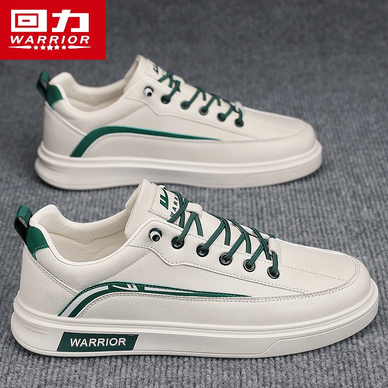 回力休闲板鞋男夏季新款一脚蹬男鞋皮面百搭防水青年男士小白潮鞋