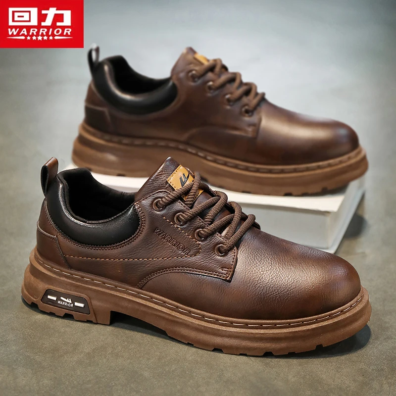 回力马丁靴男款春季2025新款英伦风休闲防水低帮皮鞋工装美式潮鞋