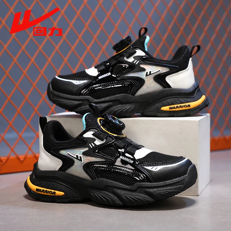 回力童鞋男鞋冬季2025新款旋转纽扣网面运动鞋中大童休闲儿童鞋子