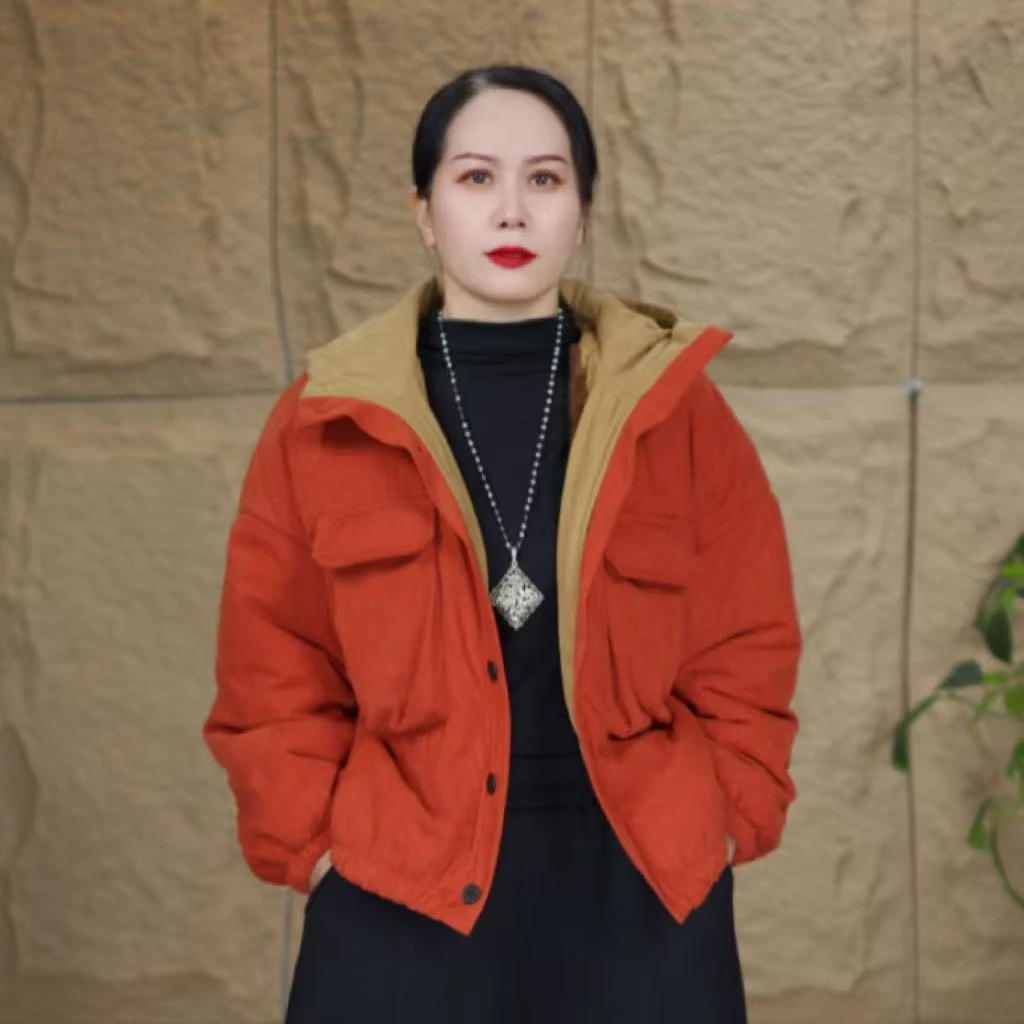 奈似2024冬季新款时尚休闲洋气百搭加厚加绒撞色宽松保暖棉衣棉服