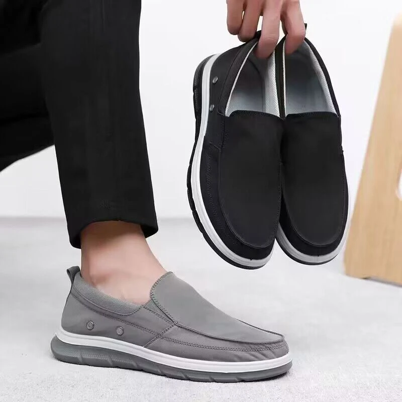 老北京布鞋夏季透气速干男鞋轻便休闲防臭男士一脚蹬帆布鞋大码46