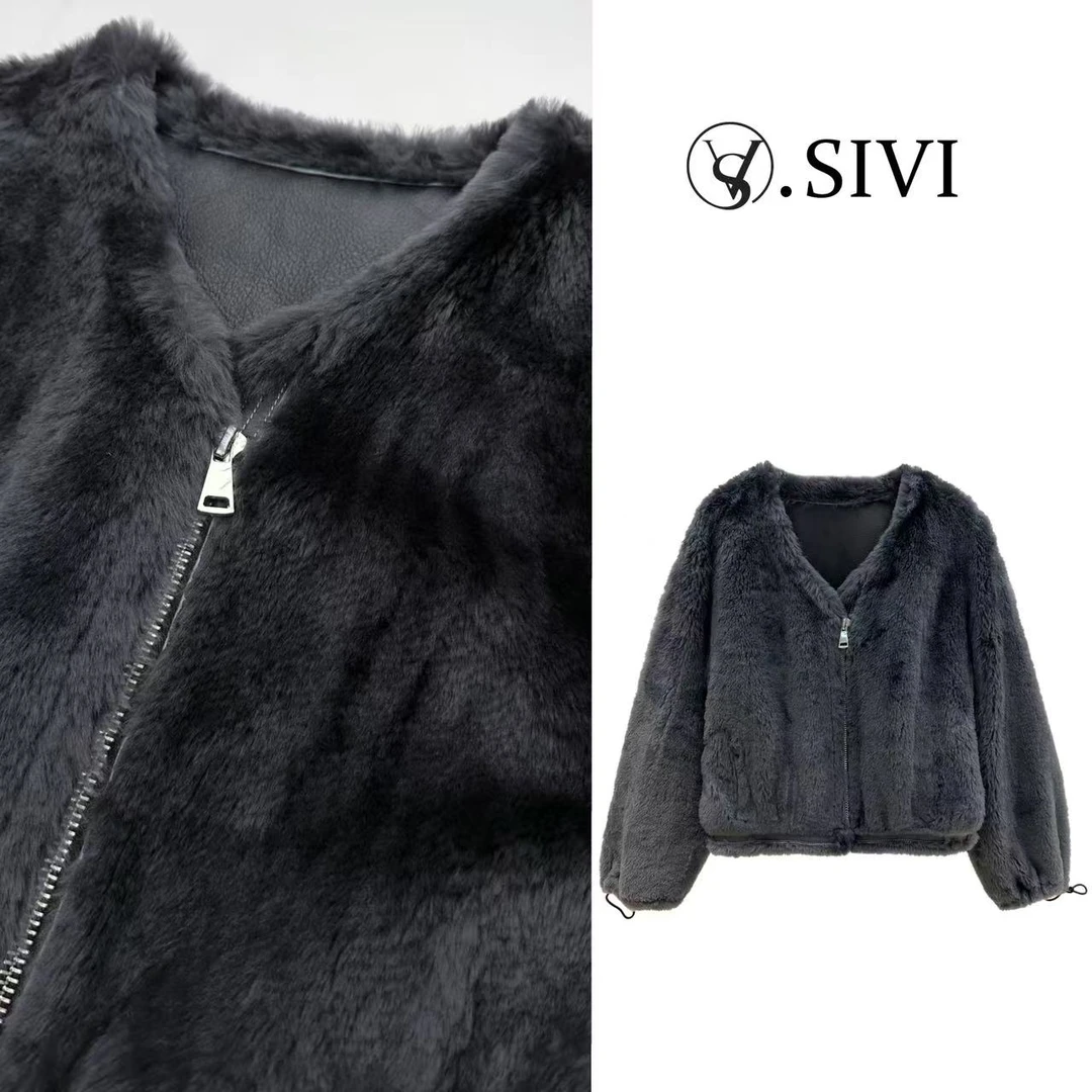 熙薇皮-毛一体外套【浮梦罗烟】新款时尚毛绒保暖女士F7393