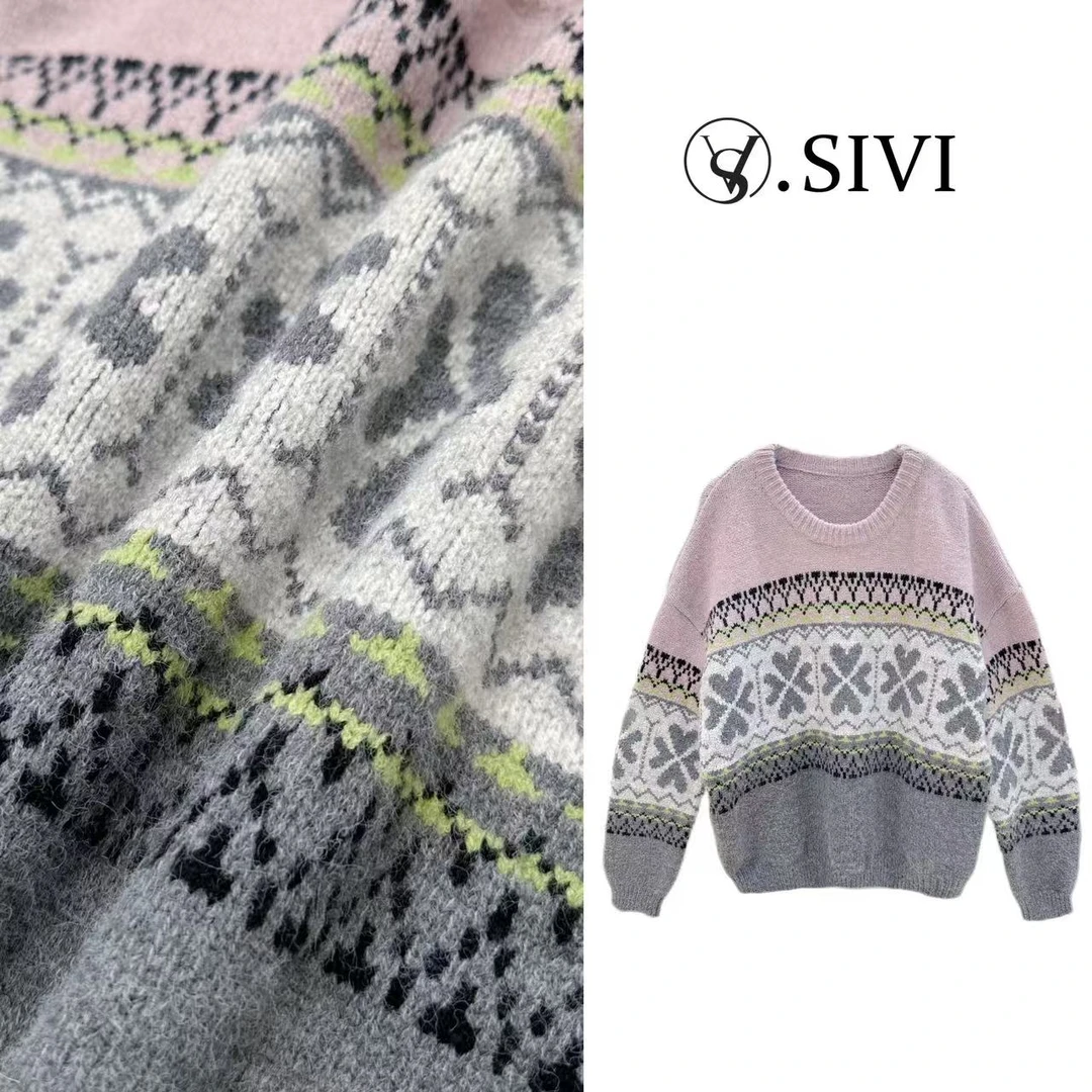 熙薇气质设计师毛衣【欧尼甜心】冬季新款时尚轻奢上衣F7559