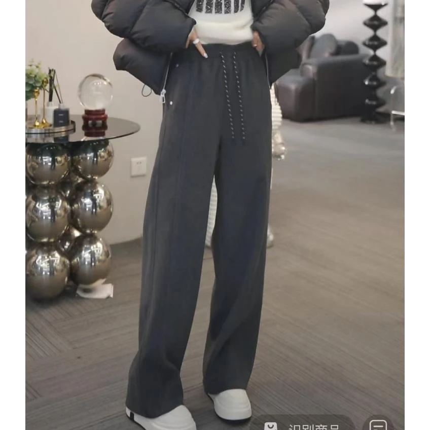 熙薇拖地休闲裤【重重迷雾】加绒冬季新款显瘦百搭裤F7157