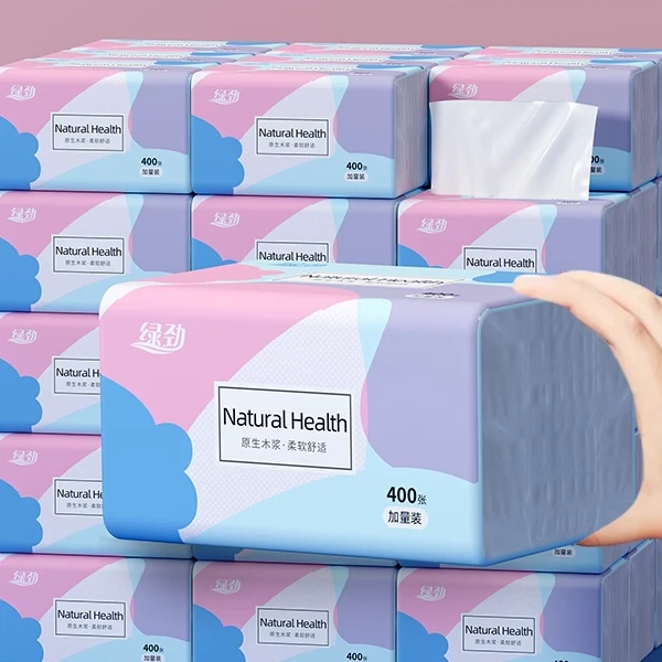 漫花绿劲多彩抽纸大包整箱家庭实惠装卫生家用餐巾纸面巾纸擦手纸