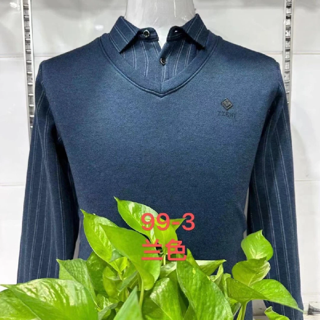 【聪聪主推】男士加绒时尚舒适百搭假两件秋冬T恤993