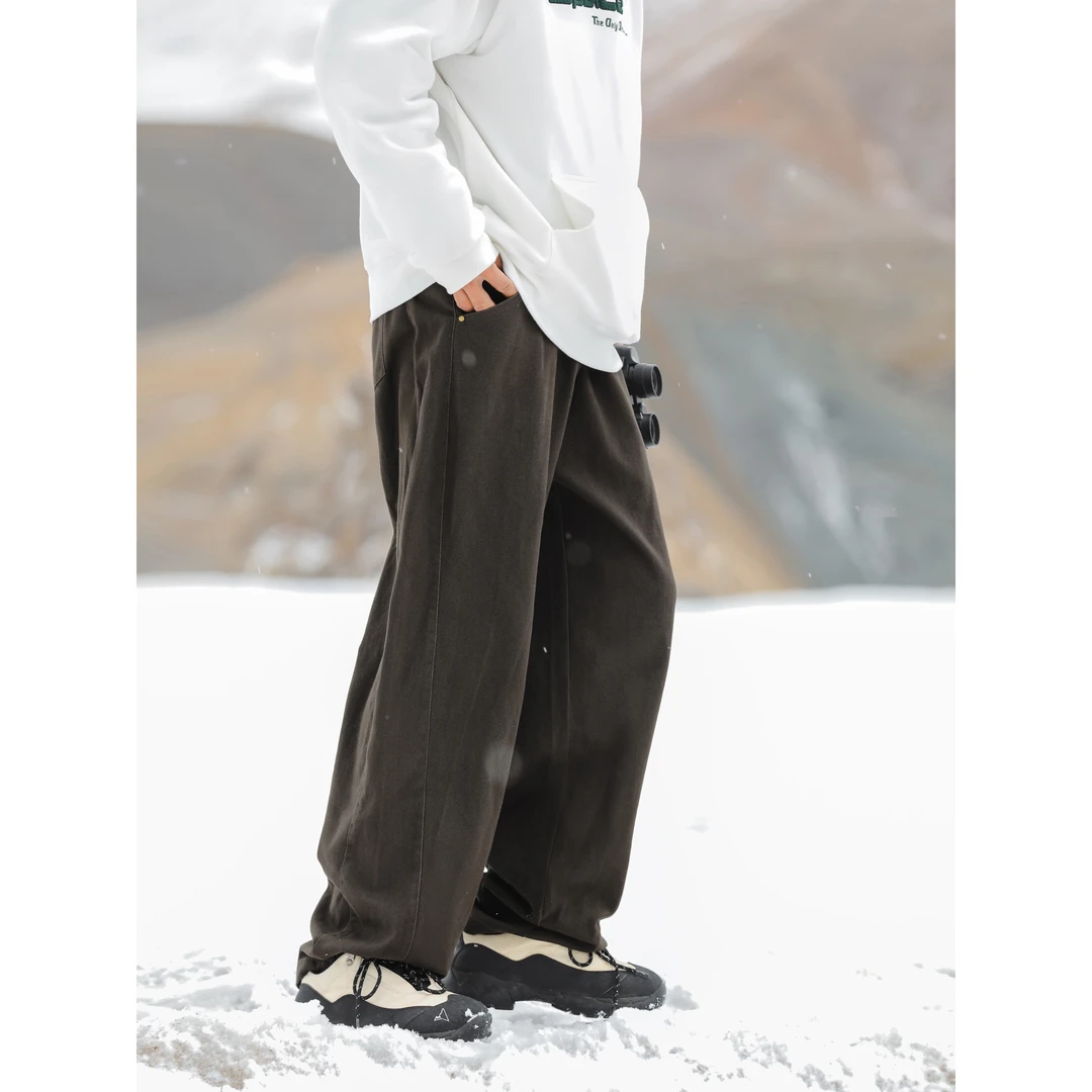 ACTUP日系复古直筒休闲长裤男秋冬季潮牌加厚保暖宽松阔腿裤