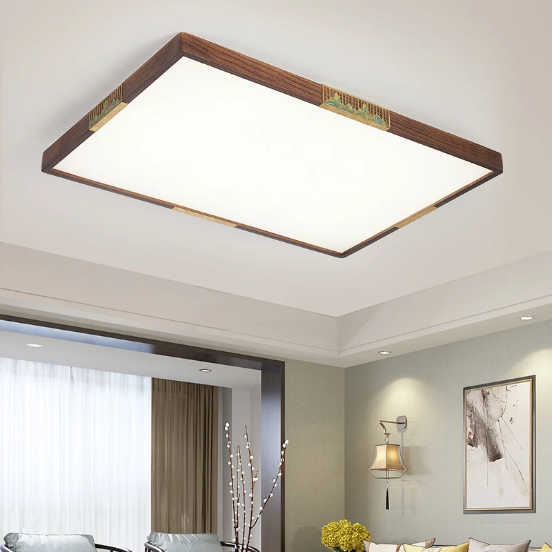 新中式客厅大厅主灯高端大气胡桃木餐厅卧室吸顶灯中国风全屋灯具