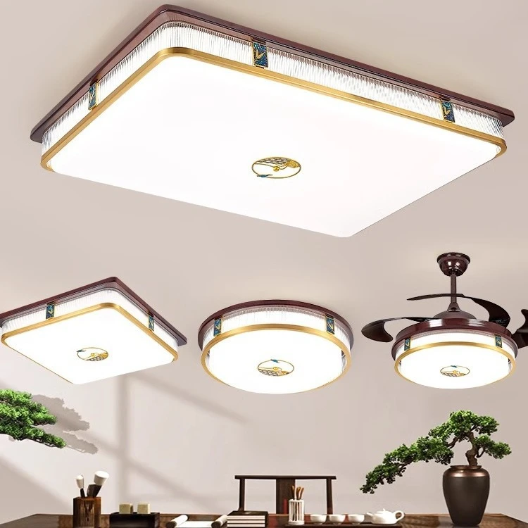 新中式2024全铜吸顶灯实木客厅灯卧室灯现代大气房间餐厅全屋灯具