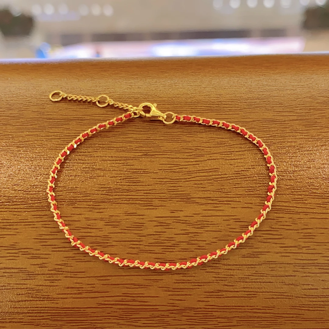 【至尊金典珠宝】足金999黄金手绳本命年真金红绳手链手可调节