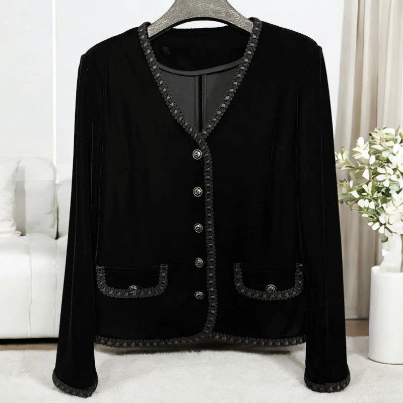 2024秋季新款金丝绒外套上衣时尚气质遮肉休闲显瘦小香风西装