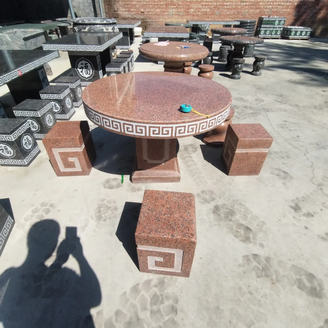 石桌石凳庭院一套户外农村小院烧烤圆形方形花岗岩家用中式加厚桌