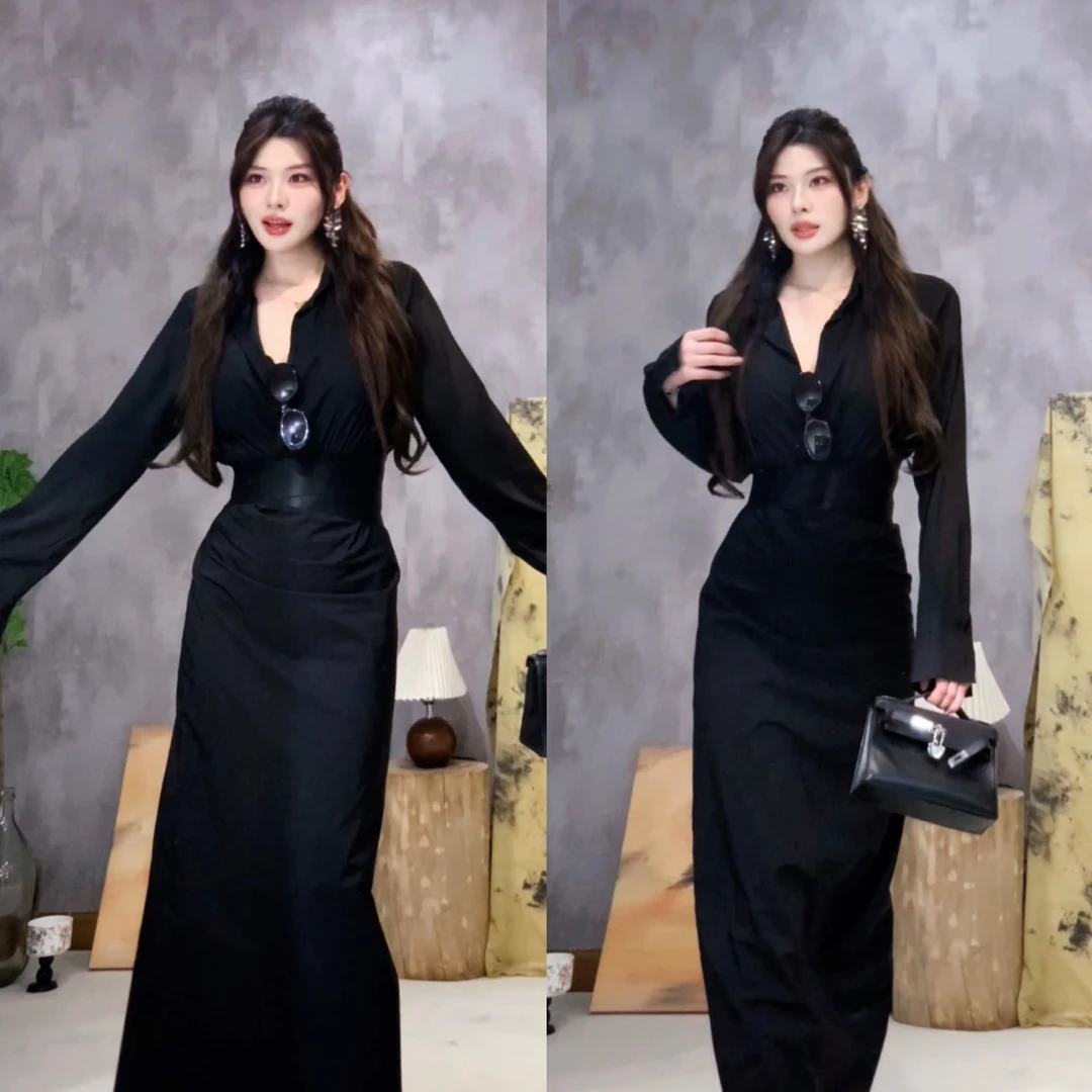 【蚂蚁腰两件套】微胖mm早秋设计感松紧腰衬衣+气质显瘦褶皱半身裙