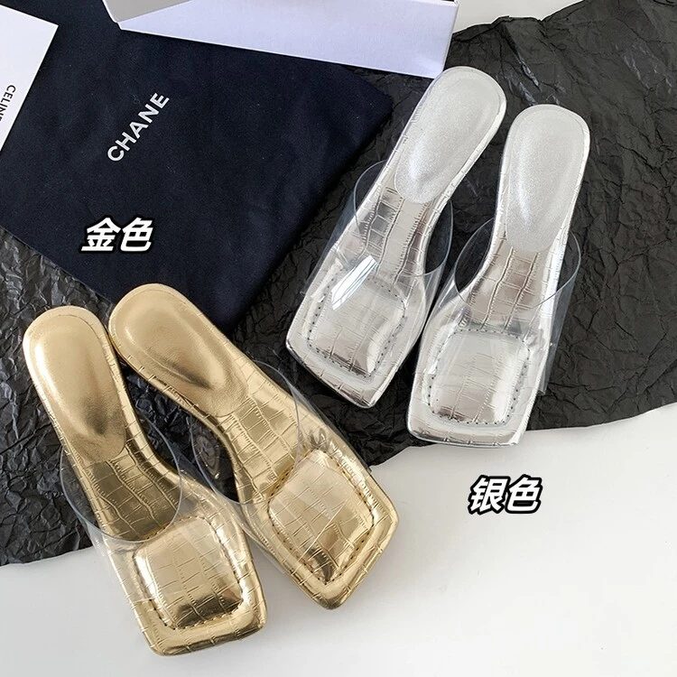 工厂直供软底夏时尚百搭凉拖鞋拖鞋女外出高颜值粗跟高跟露趾外穿