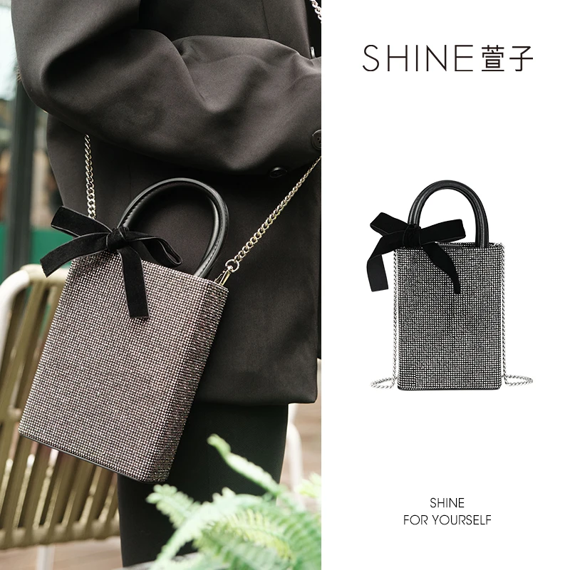 萱子时尚百搭潮流轻奢单肩包小众斜挎包手拎包镶钻腋下包女士