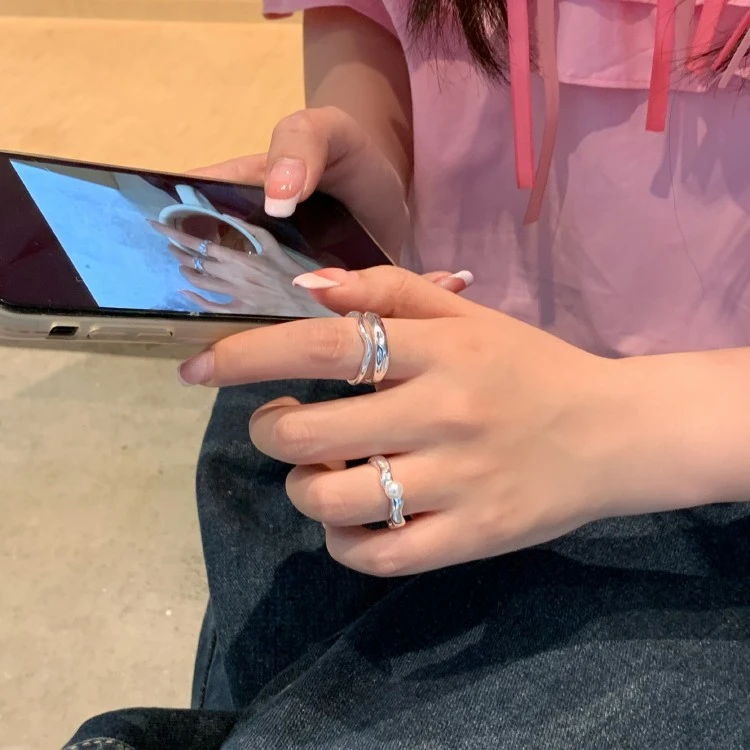 铜合金戒指 ins冷淡风戒指女生小众设计感开口可调节食指戒