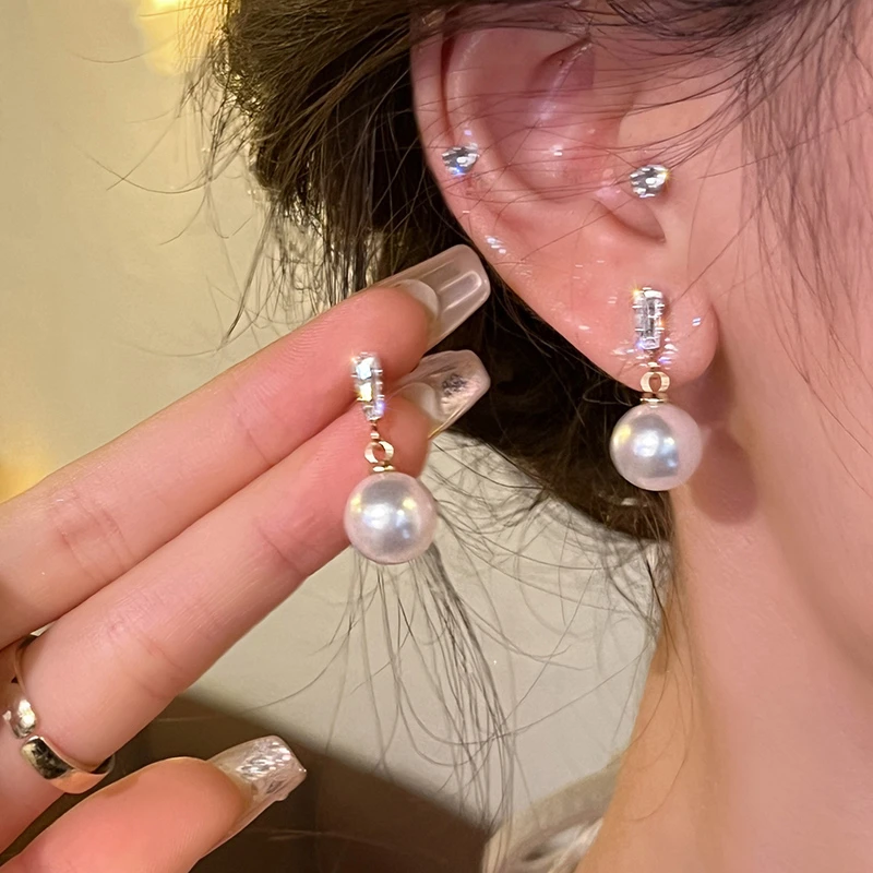 铜合金耳饰 简约气质珠珠耳环女2023新款爆款高级感网红耳钉