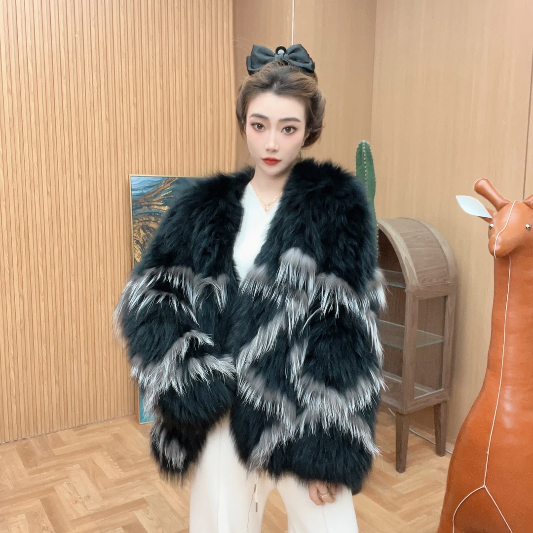 银狐 狐狸毛外套#WWAA26014