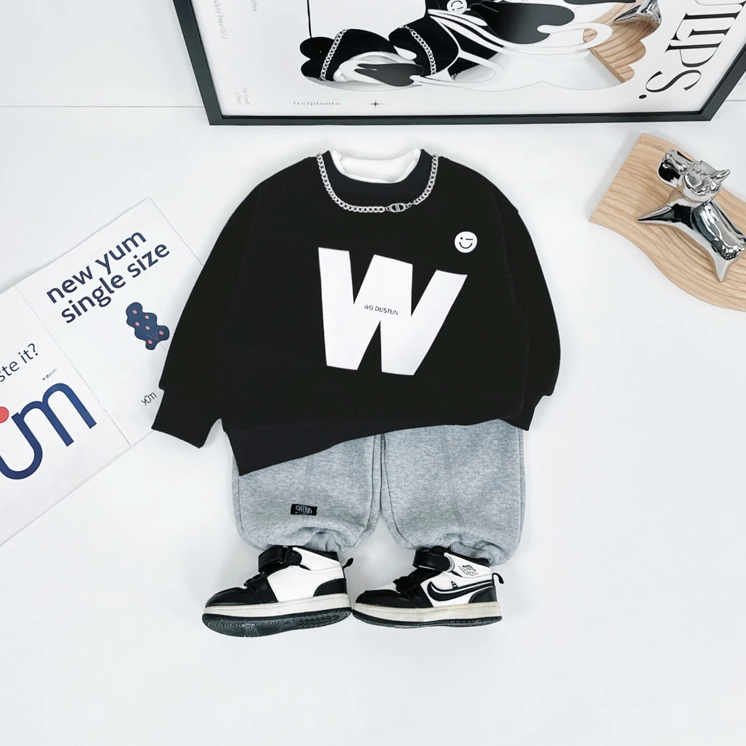 儿童卫衣加绒款长袖2024新款秋冬装男童 D-BQ24937L 悠悠童话童装