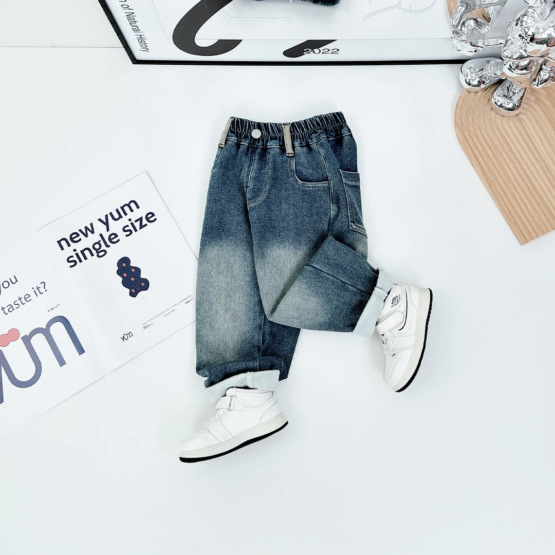 男童牛仔裤加绒裤子儿童2024新款秋冬装 D-CXF3517 悠悠童话童装