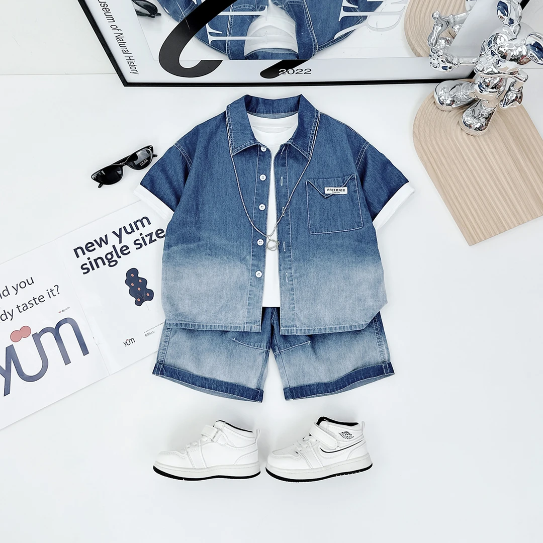 童装男童夏套装夏季2024新款儿童中大童短袖两件套潮 D-BQ24217Y