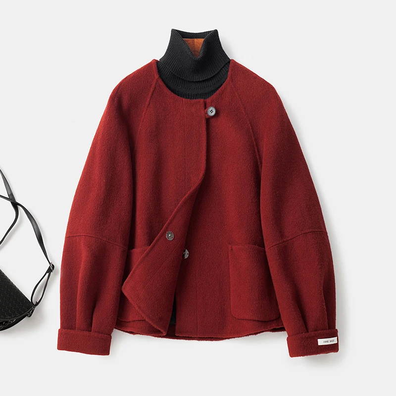 双面呢大衣女短款2024秋冬新款韩版时尚宽松百搭小个子羊毛呢外套