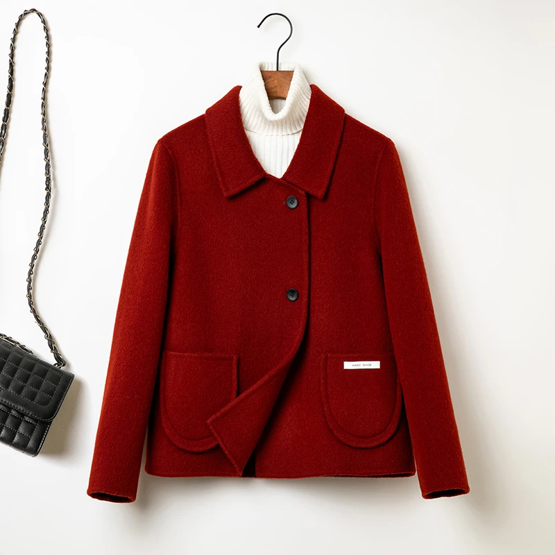 双面呢大衣女短款小香风2024秋冬新款韩版时尚百搭小个子毛呢外套