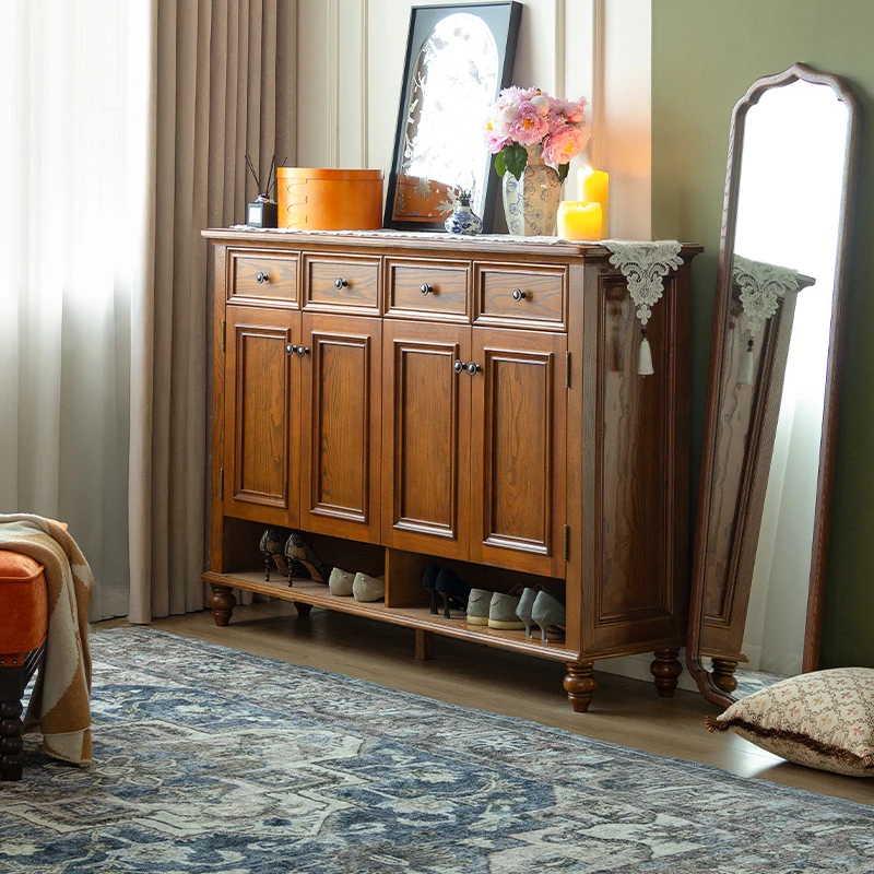 客拉客美式实木鞋柜门厅柜玄关置物柜储物柜客厅收纳柜家具家用柜