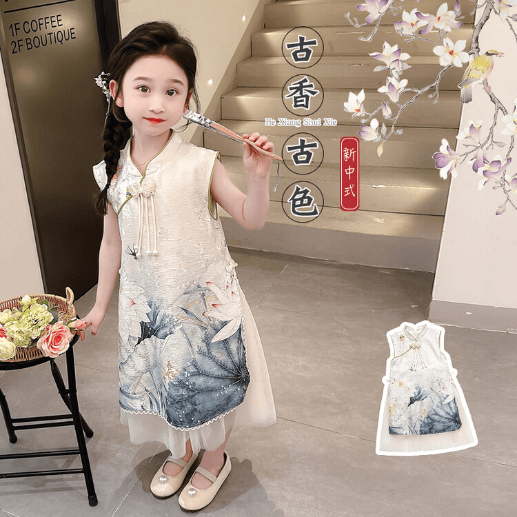 女童旗袍连衣裙夏季2024新款洋气汉服儿童国风新中式宝宝夏款古风