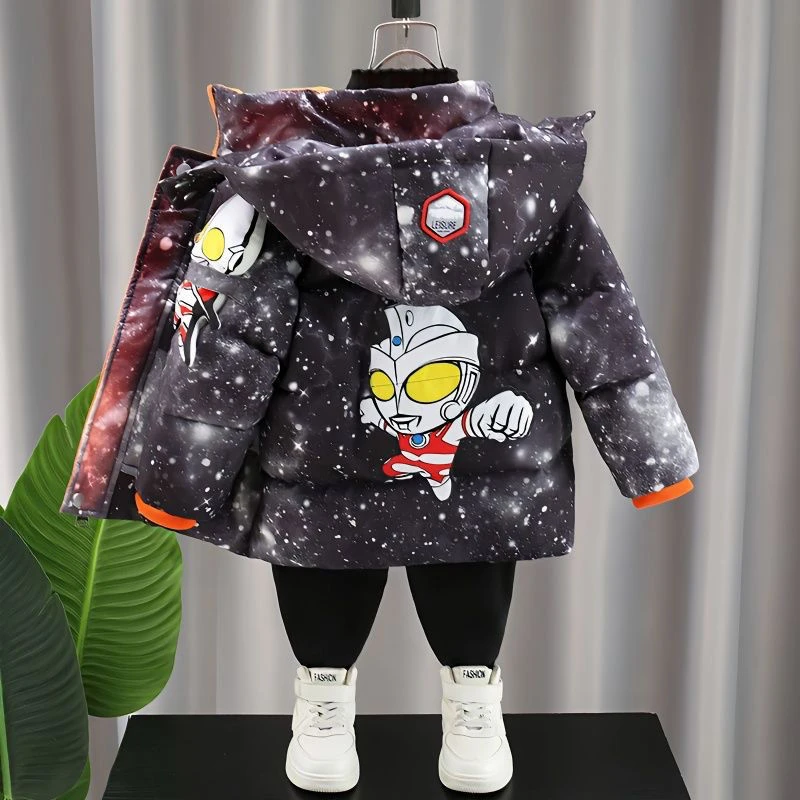 朵美巴拉巴拉宝宝男童冬装棉服2023新款儿童加绒加厚棉衣袄卡通动