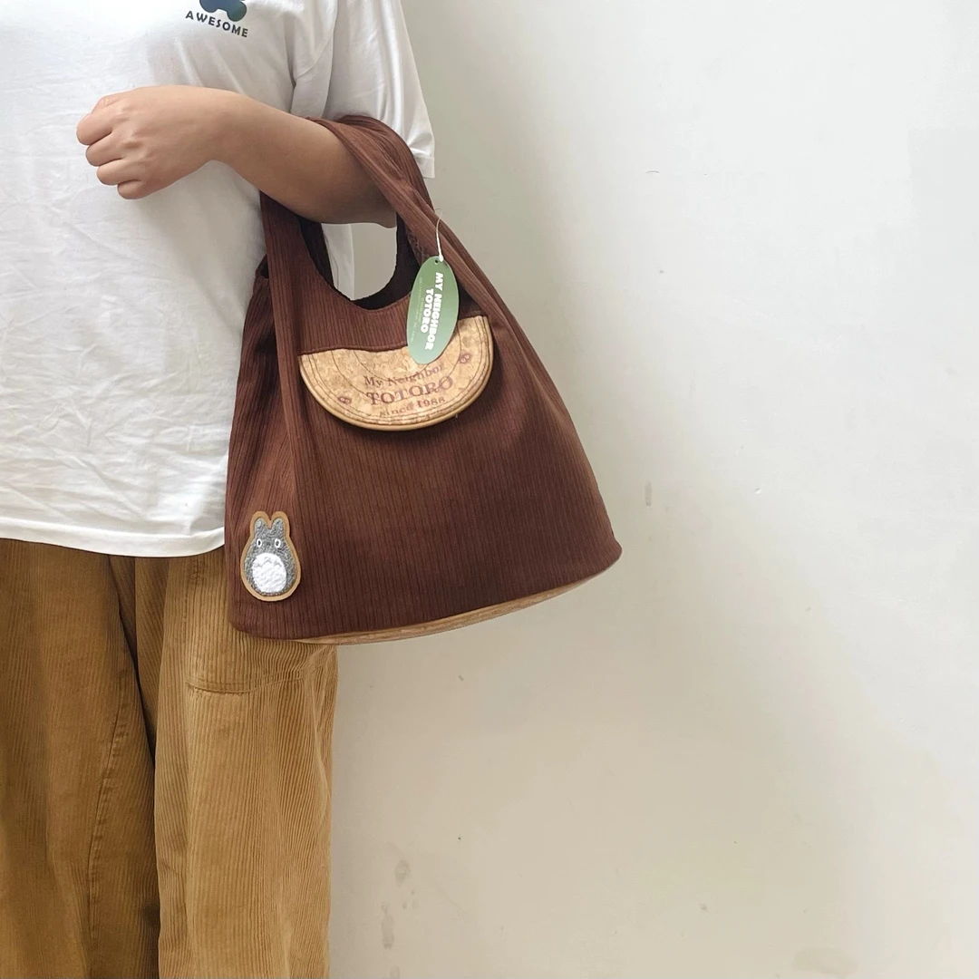 <树桩款>龙猫树桩实用刺绣布艺单肩包购物包手提包42*32*15CM