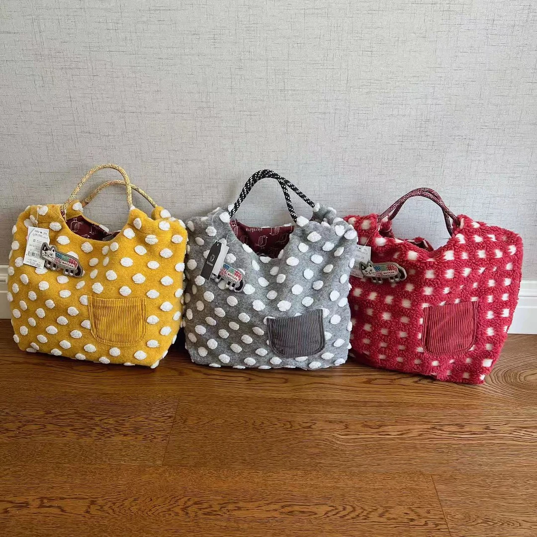 清货！！！<波点单肩包>毛呢波点手提包手拎包单肩包