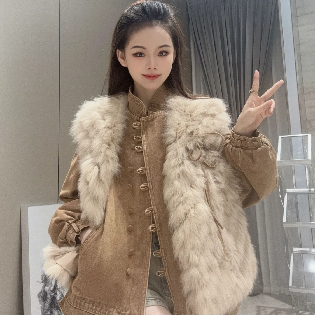 KL/蔻吕-B2818-4莎莎精选时尚（中世纪牛仔）狐狸毛鹅绒两件套