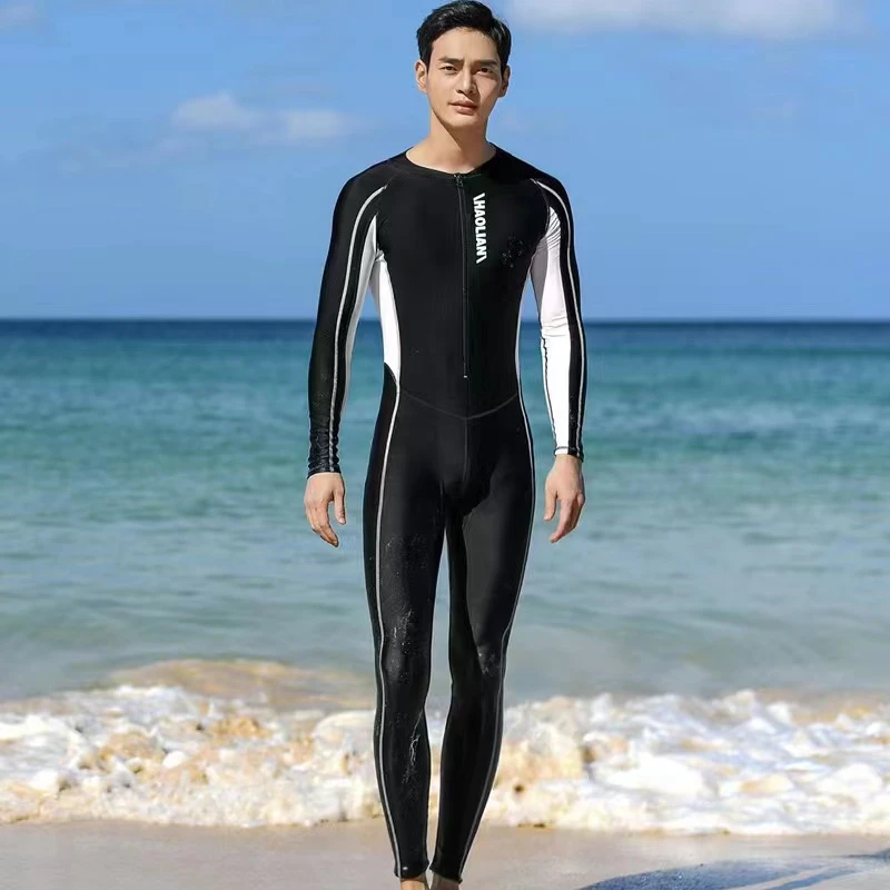连体泳衣男士套装长袖长裤防晒速干上衣全身游泳衣男款浮潜水母服