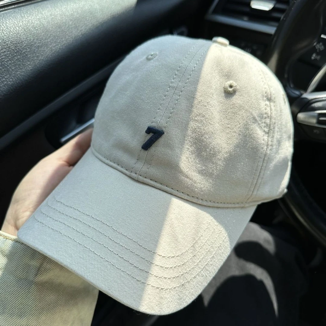 2025新品刺绣7棒球帽子男女宽檐高顶显脸小鸭舌帽韩版时尚棒球帽