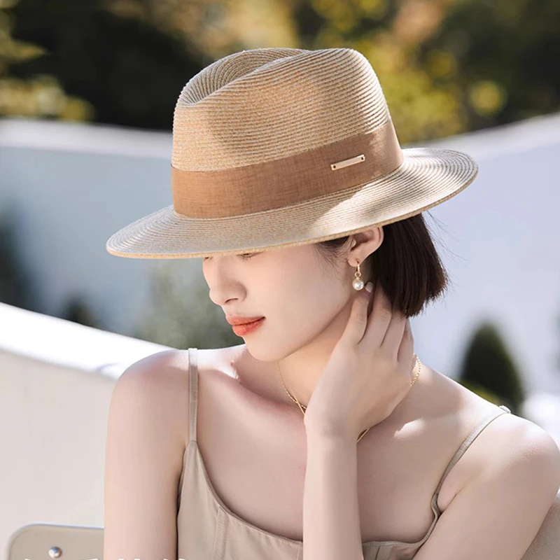 赵露思同款巴拿马草帽女春夏季出游遮阳爵士帽防晒防紫外线礼帽潮